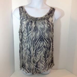 Talbots Woman Sheer Animal Print Shell Tank Top.